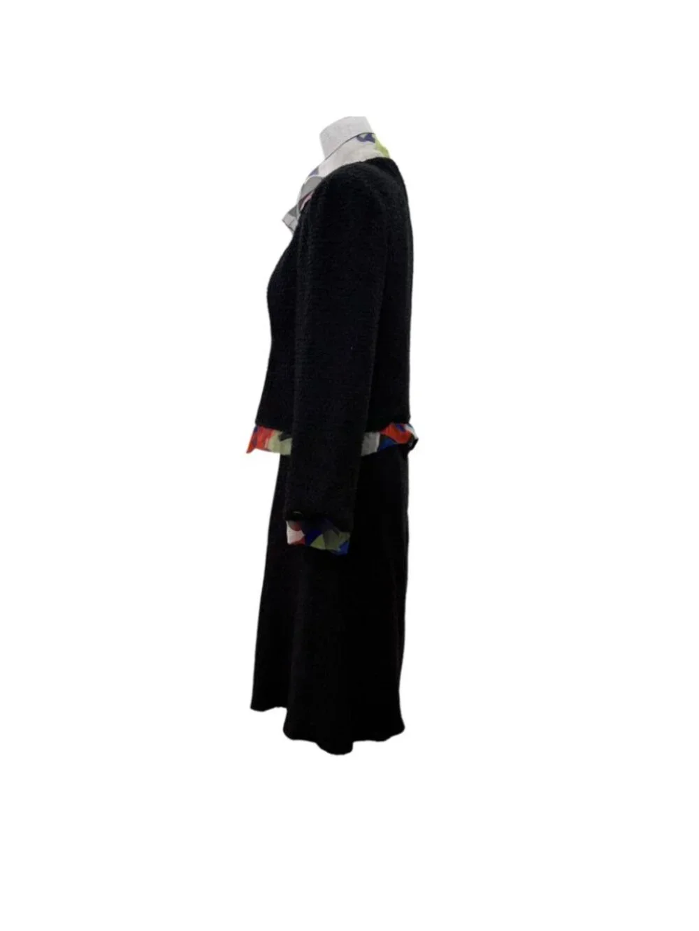 Chanel Vintage Silk CC Logo Circle Parts Tweed Jacket Skirt Set 34